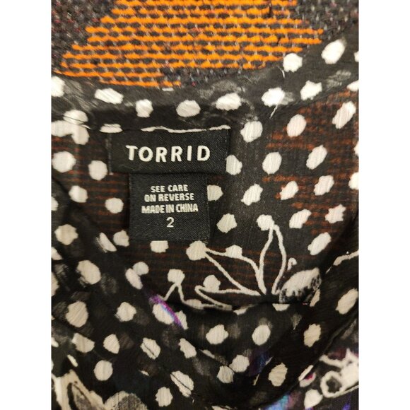 Torrid Women's Plus Size 2 Polka Dot & Floral Print Camisole Swing Top. - Picture 2 of 10